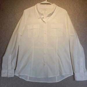 Reel Legends Saltwater Vented Fishing Shirt Cool White Long Sleeve Size  Large